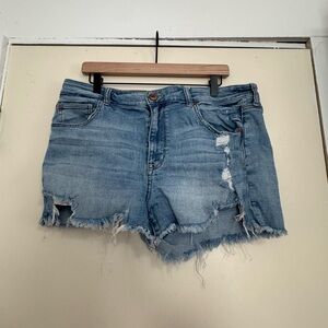 American Eagle Outfitters Faded Blue Ripped Jean Shorts